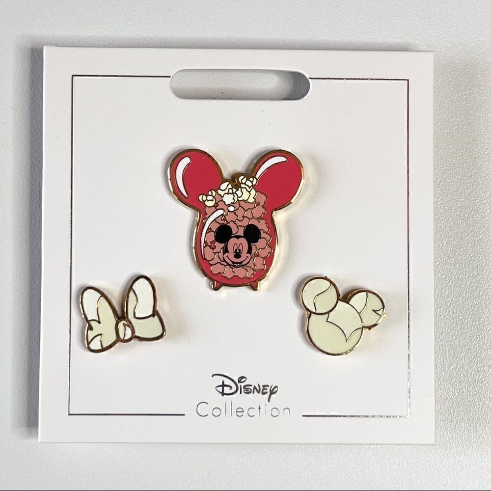 Mickey & Minnie Mouse Popcorn Flair Pin 3-pc Set Disney NEW
